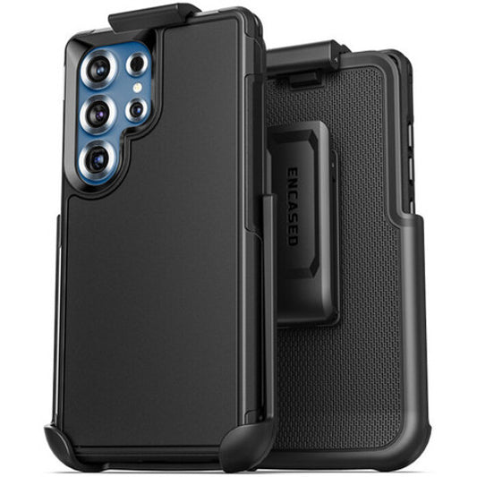 Encased Challenger Case Samsung Galaxy S25 Ultra with Belt Clip Holster - Black