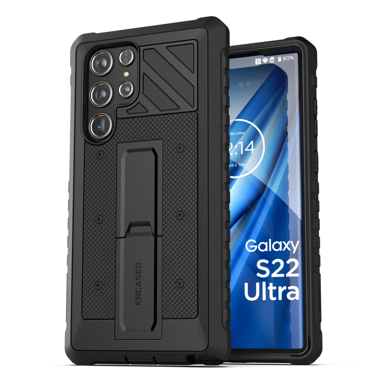 Encased Falcon Armor Kickstand Case Samsung Galaxy S22 Ultra - Black