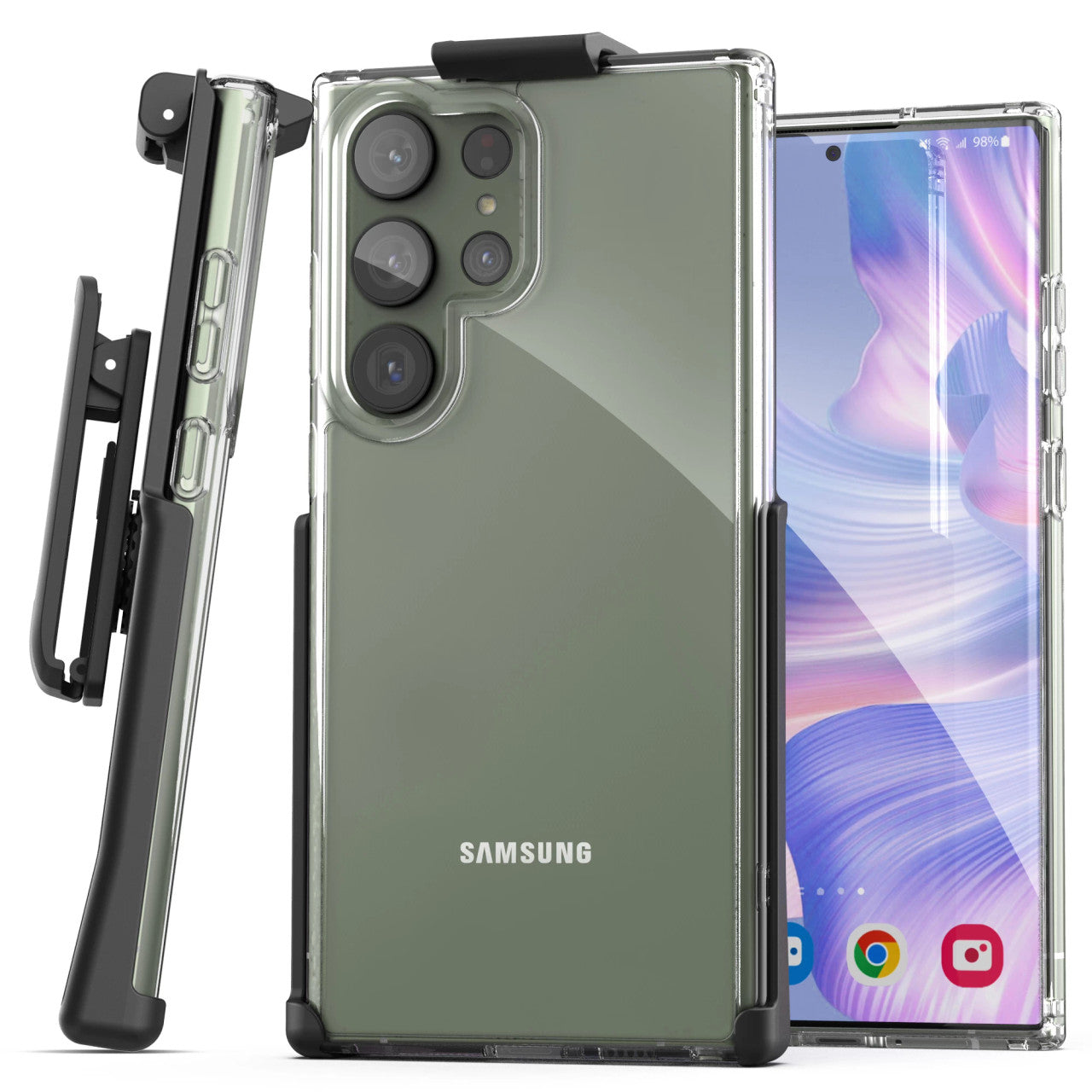 Encased Clear Back Case Samsung Galaxy S23 Ultra with Belt Clip Holster - Clear