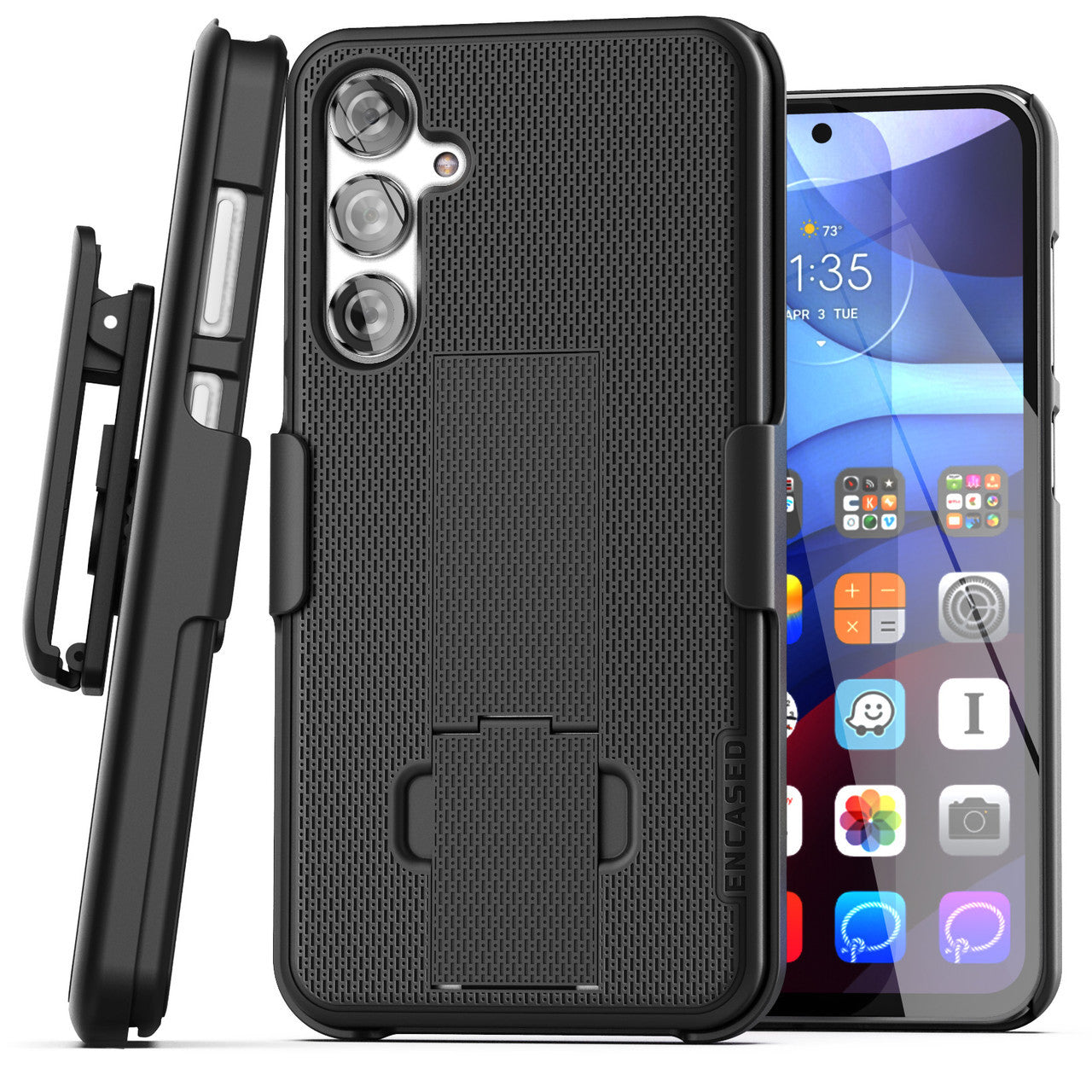 Encased Duraclip Case Samsung Galaxy S24 with Belt Clip Holster - Black
