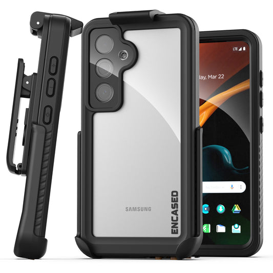 Encased Waterproof Case Samsung Galaxy S24+ Plus with Belt Clip Holster - Black