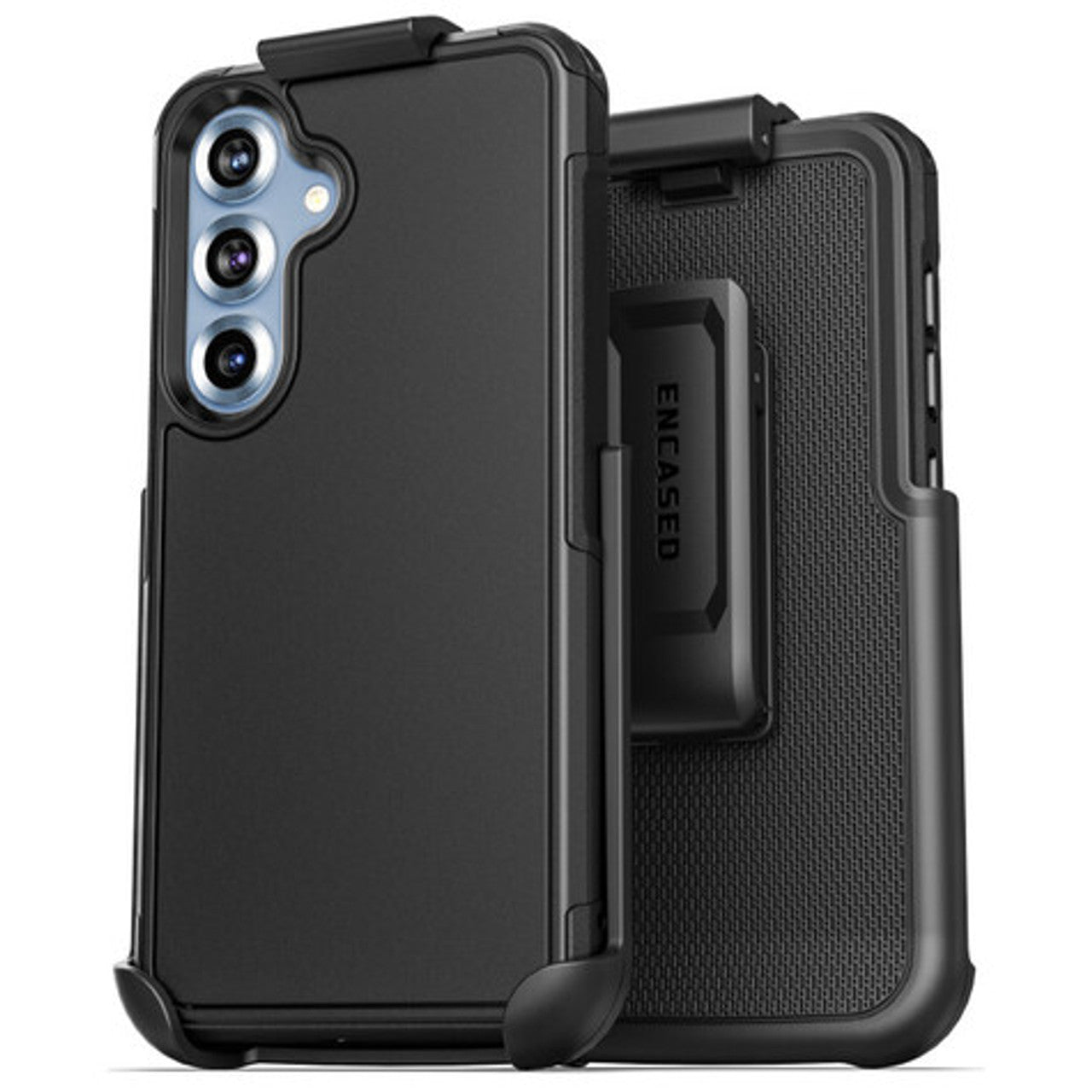 Encased Challenger Case Samsung Galaxy S25+ Plus with Belt Clip Holster - Black