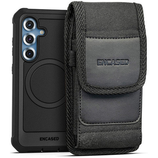 Encased Falcon Case Samsung Galaxy S25 with Belt Clip Pouch - Black
