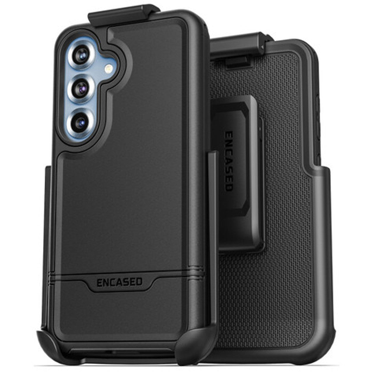 Encased Rebel Case Samsung Galaxy S25 with Belt Clip Holster - Black