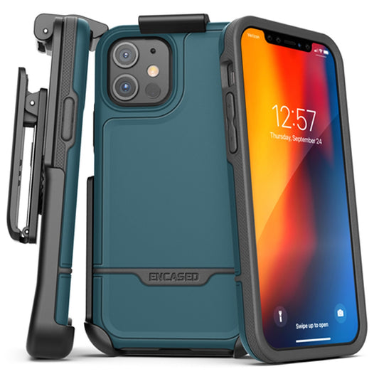 Encased Rebel Case iPhone 12/12 Pro with Belt Clip Holster - Blue