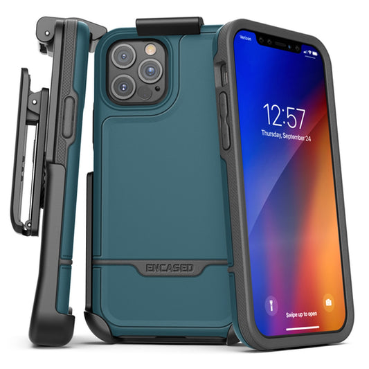 Encased Rebel Case iPhone 12 Pro Max with Belt Clip Holster - Blue