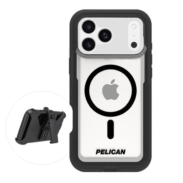 Pelican Voyager Magsafe with Holster Case iPhone 17 Pro - Black/Clear