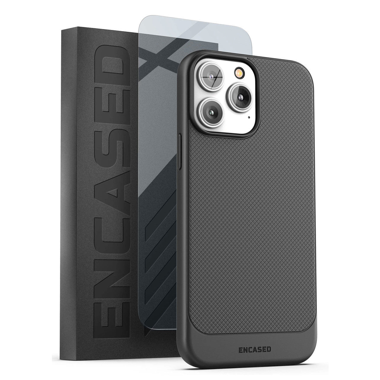 Encased Thin Armor Case iPhone 14 Pro Max with Screen Protector - Black