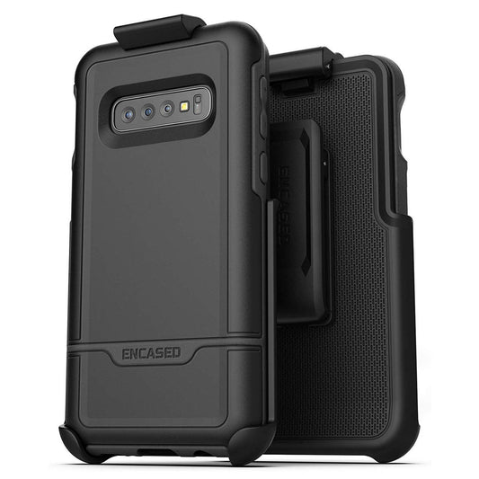 Encased Rebel Case Samsung Galaxy S10 with Belt Clip Holster - Black