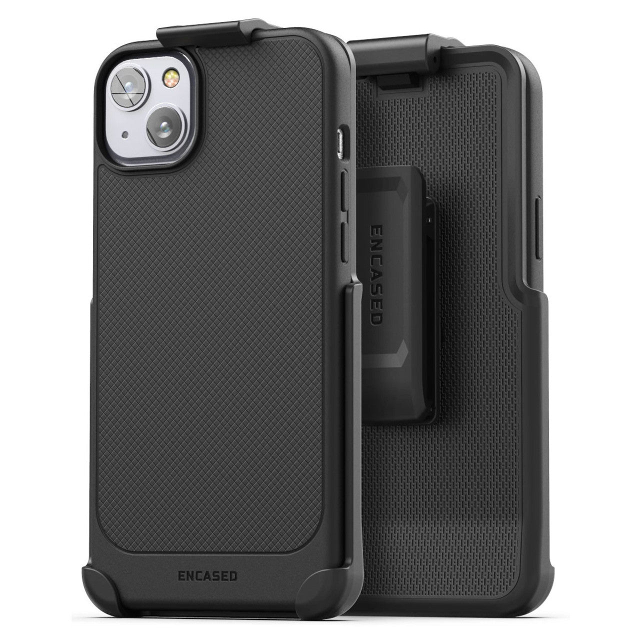 Encased Thin Armor Case iPhone 14 Plus with Belt Clip Holster - Black