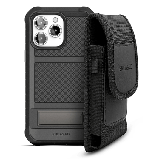 Encased Falcon Shield Case iPhone 14 Pro with Pouch - Black