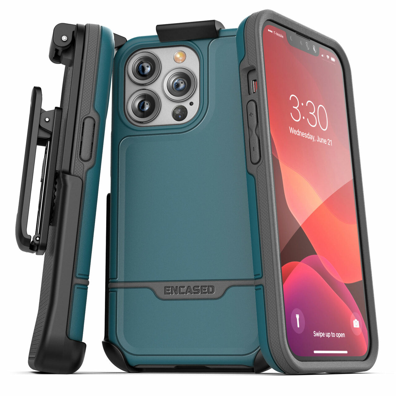 Encased Rebel Case iPhone 13 Pro Max with Belt Clip Holster - Blue