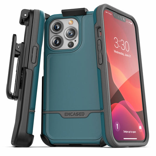 Encased Rebel Case iPhone 13 Pro Max with Belt Clip Holster - Blue