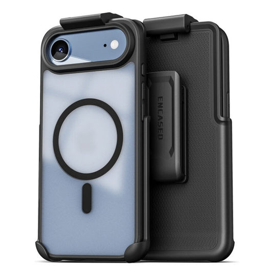 Encased Frosted SlimShield Case iPhone 17 Air with Belt Clip Holster - Black/Clear