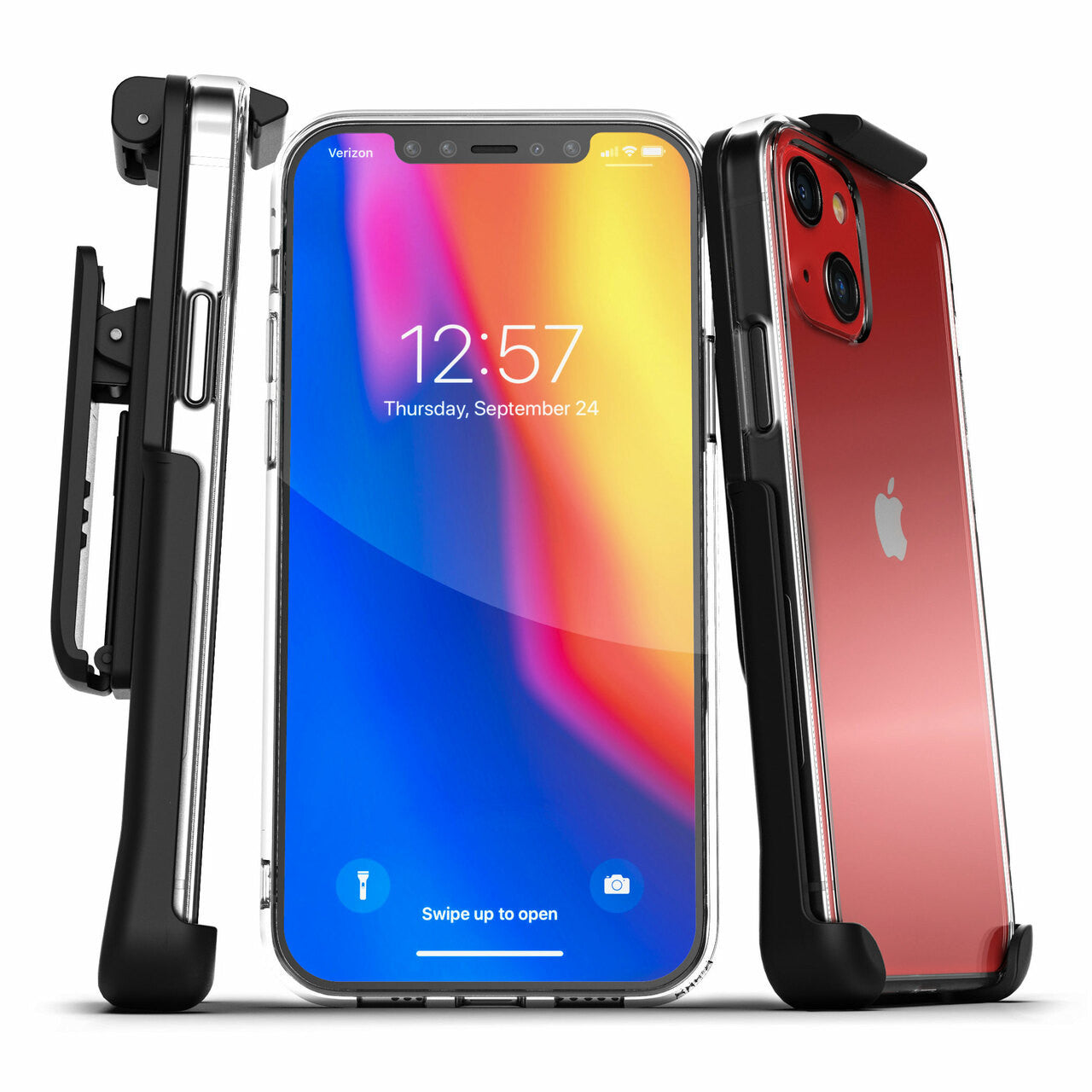 Encased Clear Back Case iPhone 13 Mini with Belt Clip Holster - Clear