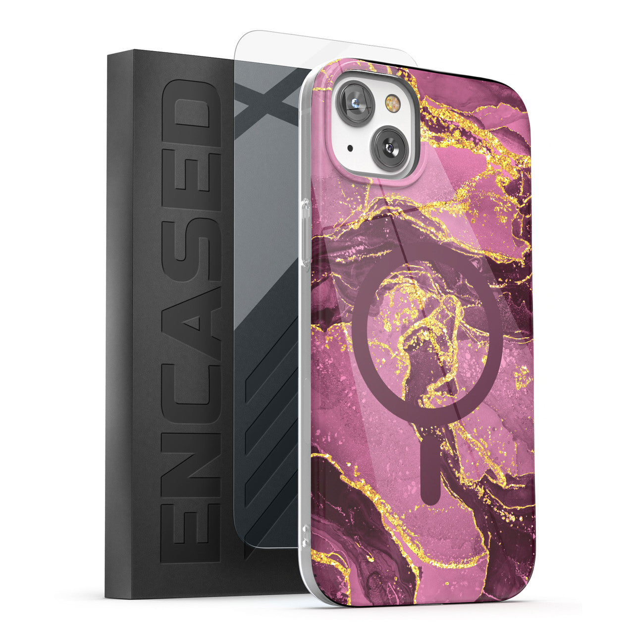 Encased Lexion MagSafe Case with Screen Protector iPhone 14 Plus - Purple Marble