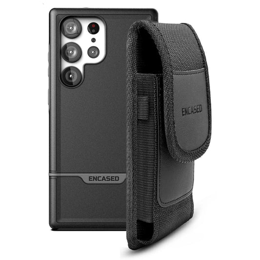 Encased Rebel Case Samsung Galaxy S23 Ultra with Pouch - Black
