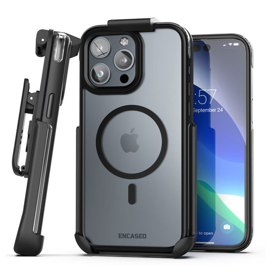 Encased MAG-AIR Case iPhone 15 Pro with Belt Clip Holster - Clear