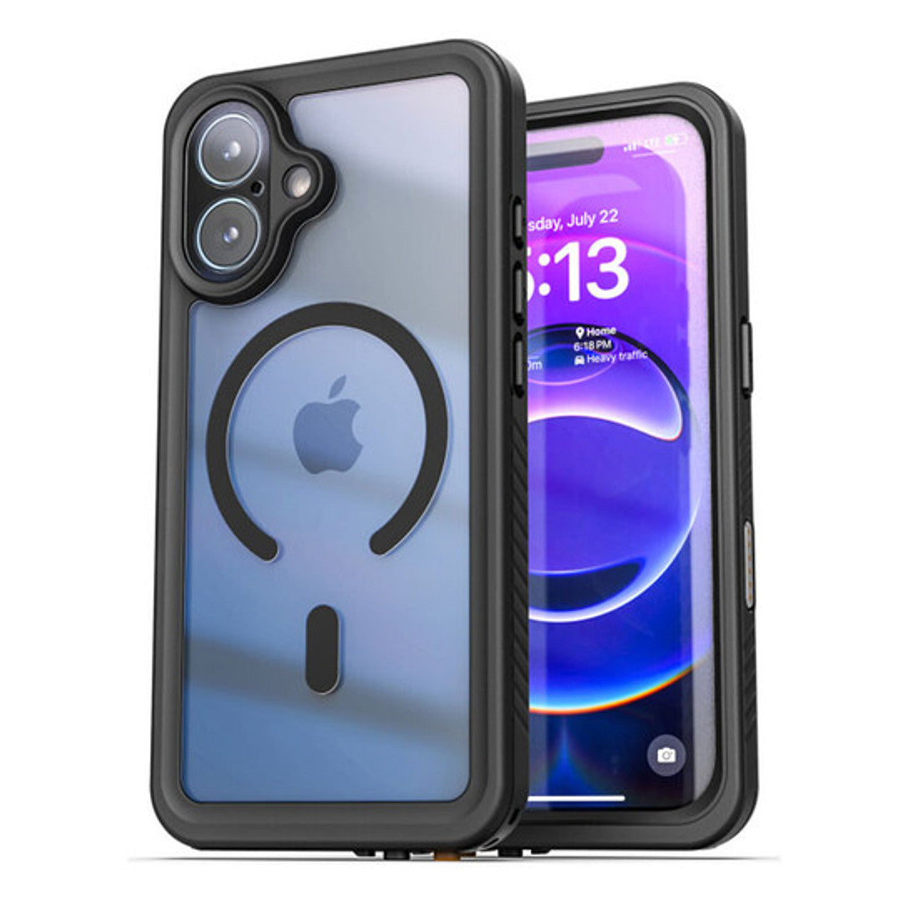 Encased Titan Waterproof Case iPhone 17 with Belt Clip Holster - Black/Clear