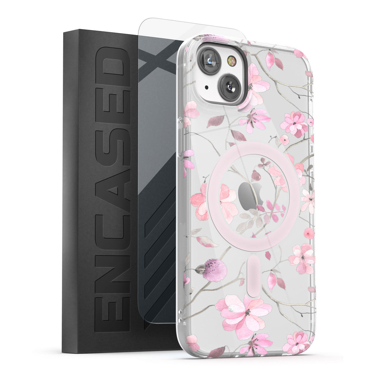 Encased Lexion MagSafe Case with Screen Protector iPhone 14 - Pink Flowers
