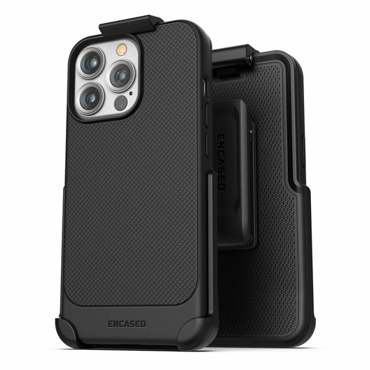 Encased Thin Armor Case iPhone 13 Pro with Belt Clip Holster - Black