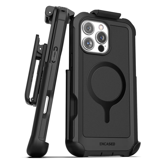 Encased Falcon Shield Case iPhone 16 Pro Max with Belt Clip Holster - Black