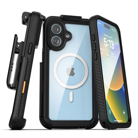 Encased Waterproof Case iPhone 16 with Belt Clip Holster - Clear