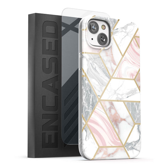 Encased Lexion MagSafe Case with Screen Protector iPhone 14 - White Marble