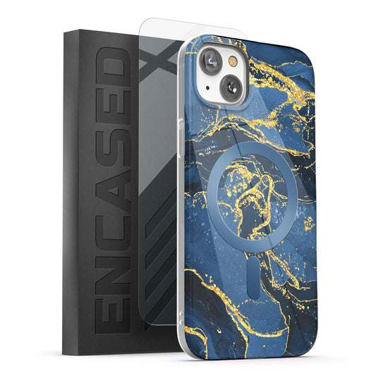 Encased Lexion MagSafe Case with Screen Protector iPhone 14 - Blue Marble