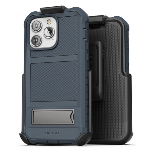 Encased Falcon Shield Case iPhone 14 Pro with Belt Clip Holster - Blue