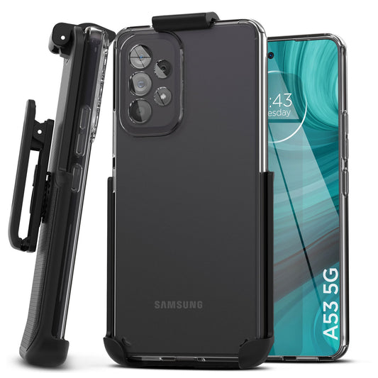 Encased Clear Case Samsung Galaxy A53 5G with Belt Clip Holster - Clear