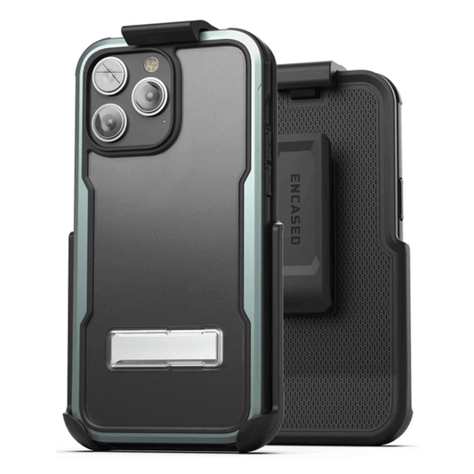 Encased Exos Armor Case iPhone 14 Pro with Belt Clip Holster - Gunmetal