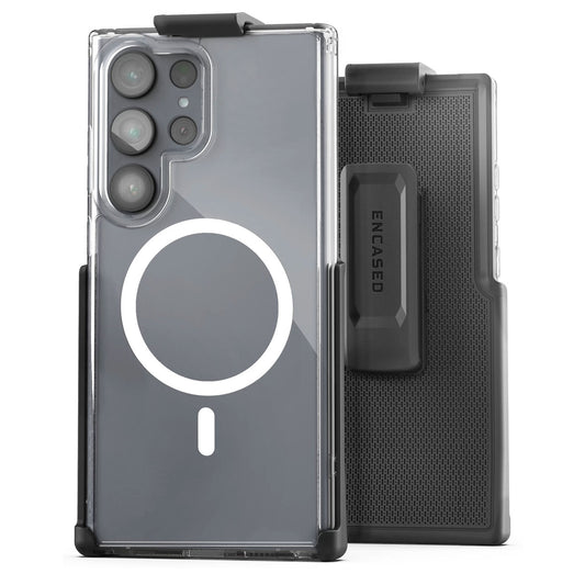 Encased Clear MagSafe Case Samsung Galaxy S23 Ultra with Belt Clip Holster - Clear