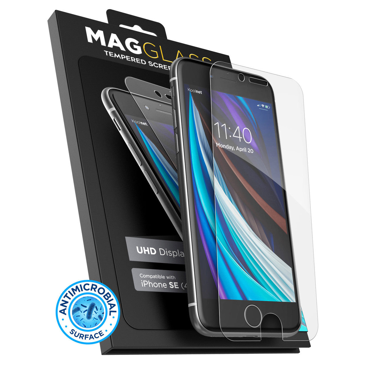 Encased Antimicrobial Tempered MagGlass UHD iPhone SE 2022/2020 - Clear