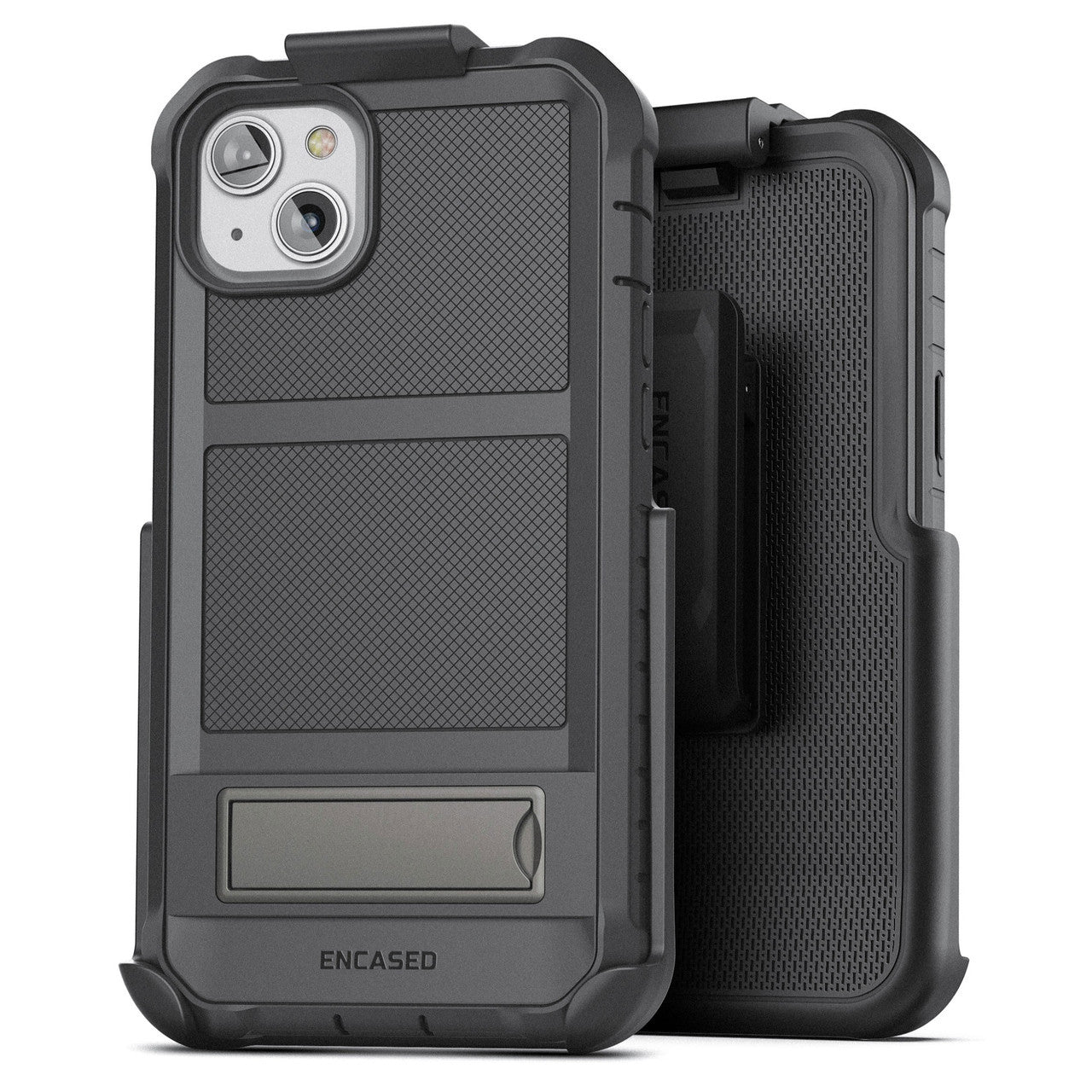 Encased Falcon Shield Case iPhone 14 Plus with Belt Clip Holster - Black