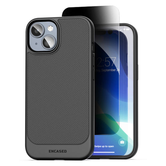 Encased Thin Armor Case with Privacy Screen Protector iPhone 15 - Black