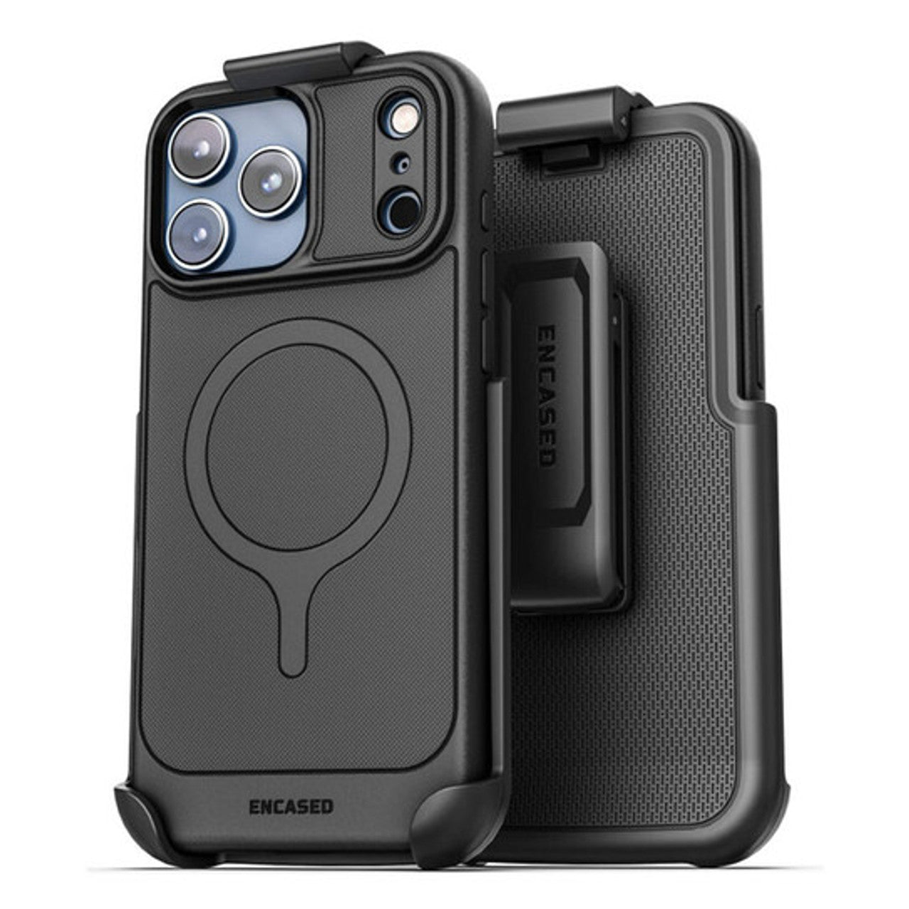Encased Thin Armor Case iPhone 17 Pro Max with Belt Clip Holster - Black