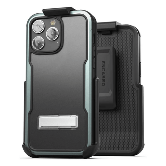 Encased Exos Armor Case iPhone 14 Pro Max with Belt Clip Holster - Gunmetal