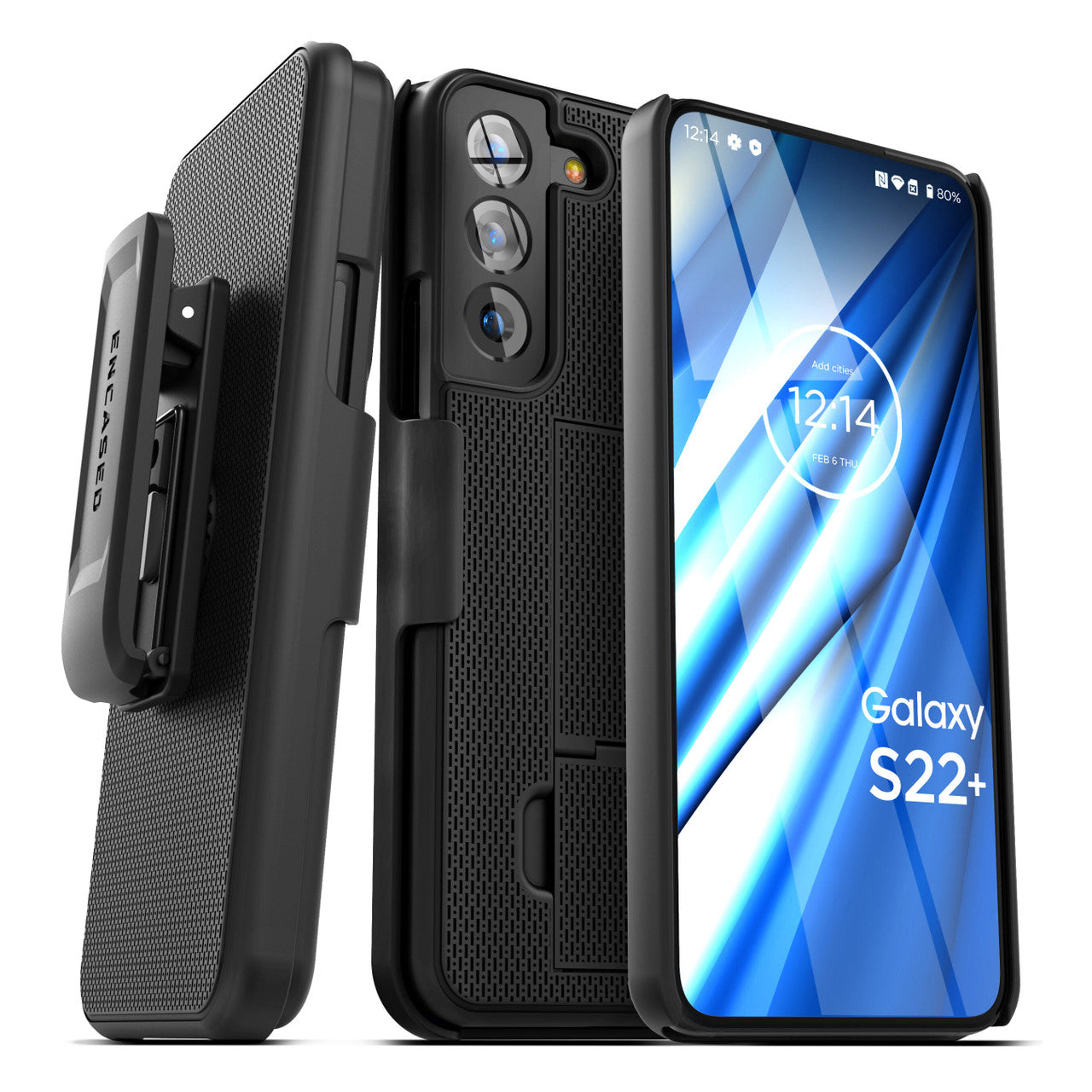 Encased Duraclip Case Samsung Galaxy S22+ Plus with Belt Clip Holster - Black