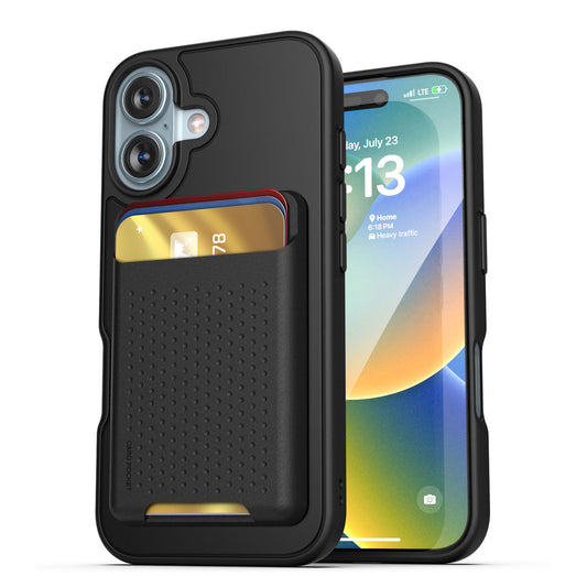 Encased Slimshield Magsafe Case iPhone 16 with TPU Wallet - Black