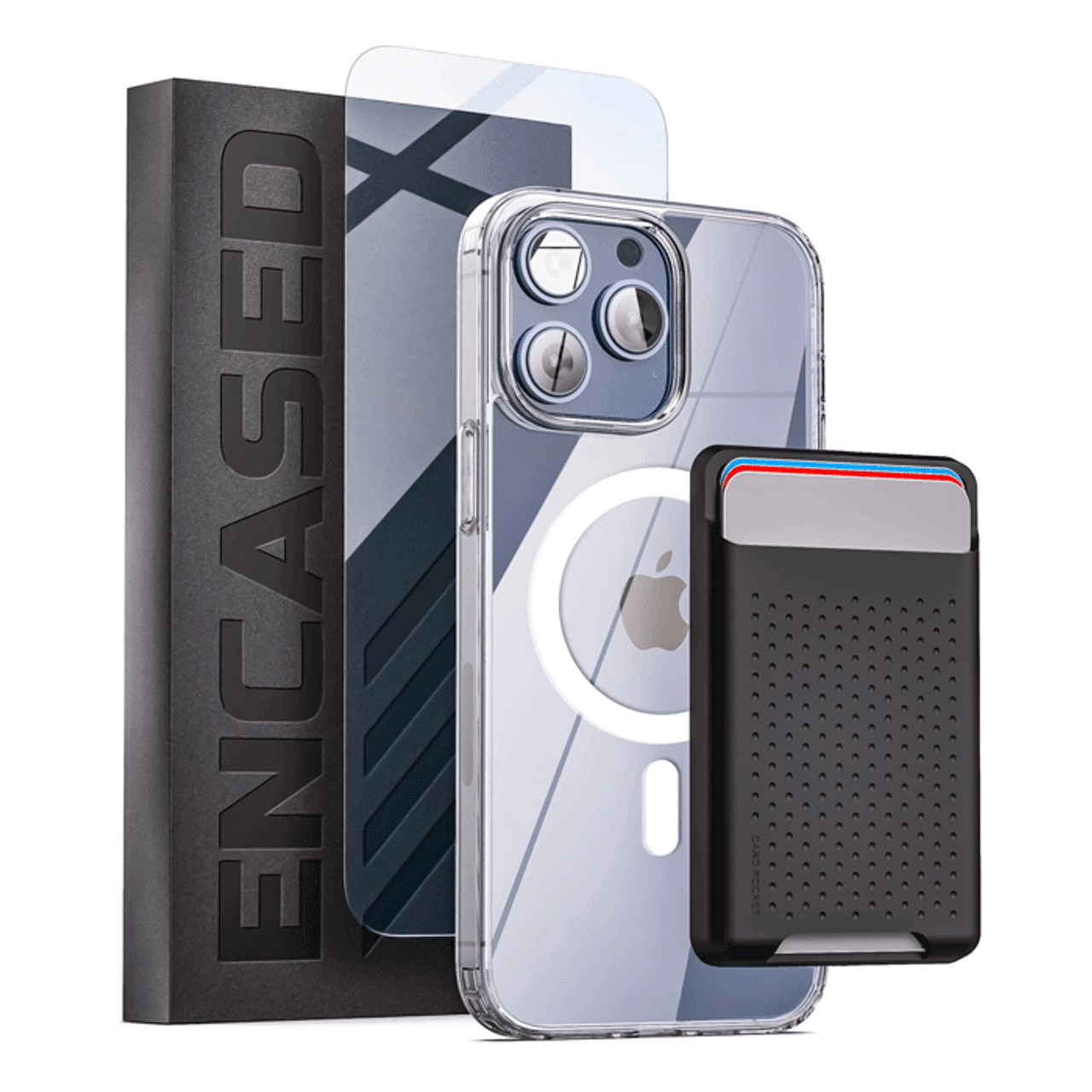 Encased Clear Back Magsafe Case iPhone 14 Pro Max with TPU Wallet - Clear