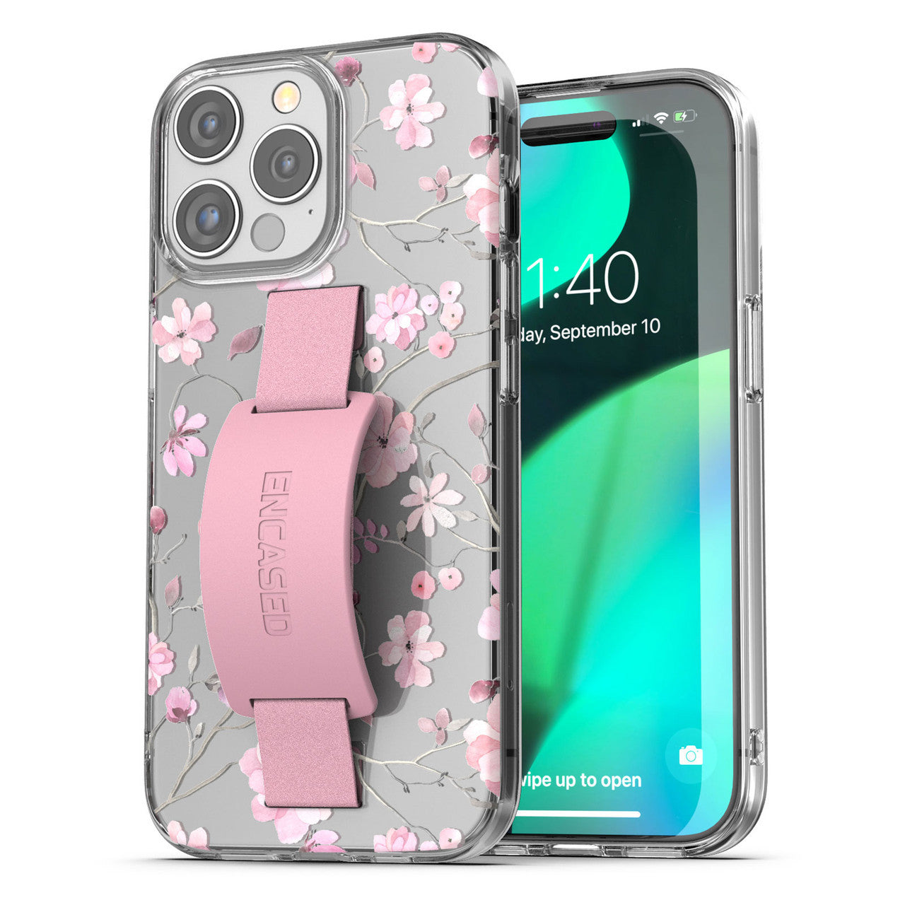 Encased Hand Loop Case iPhone 15 Pro Max - Pink Butterfly Flowers