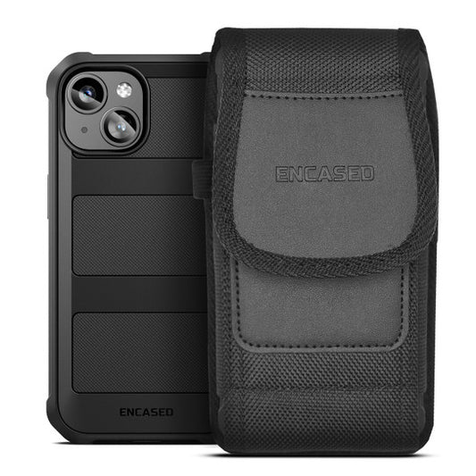 Encased Falcon MagSafe Case iPhone 15 with Belt Clip Pouch - Black