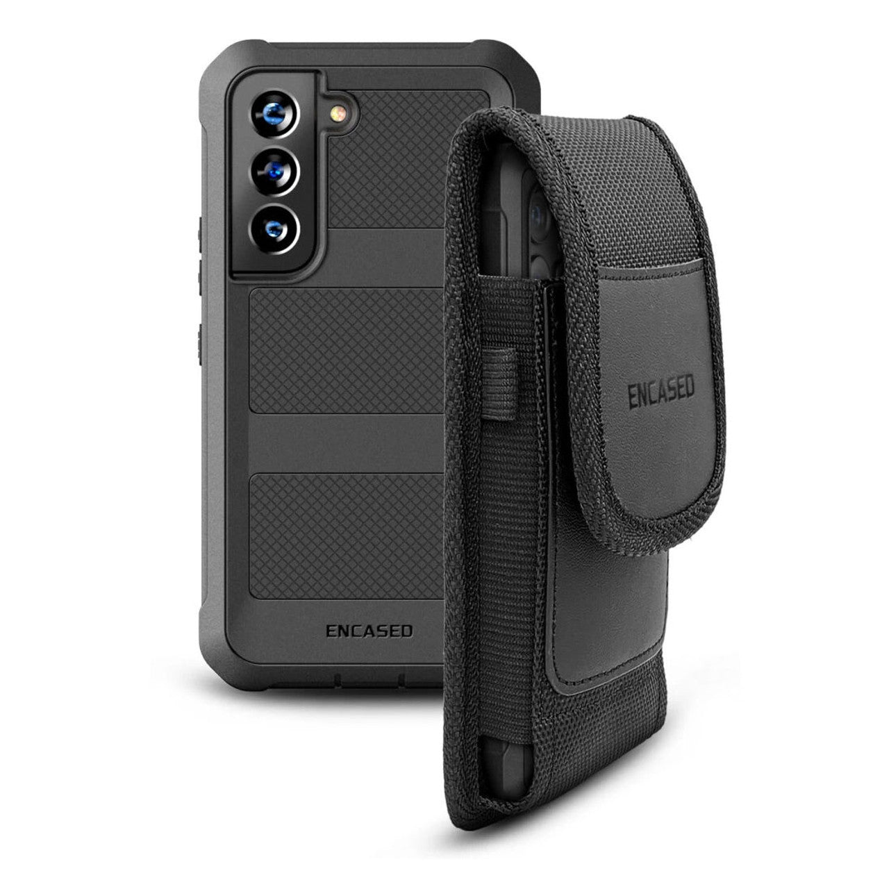 Encased Falcon Shield Case Samsung Galaxy S22 with Pouch - Black