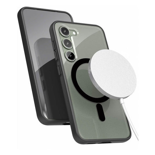 Encased Clear MagSafe Case Samsung Galaxy S23 with Portable MagSafe Charger - Black