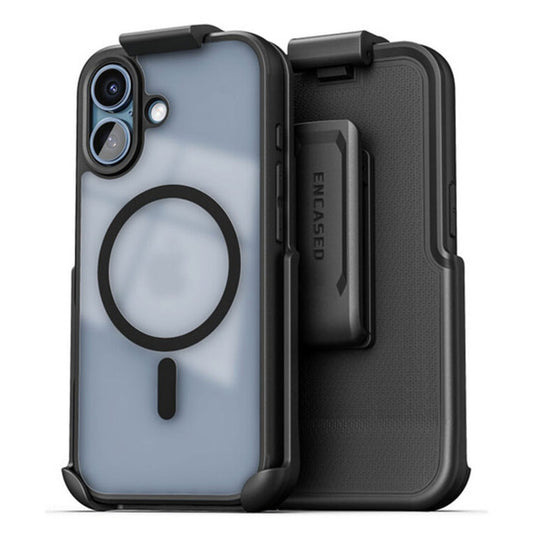 Encased Frosted SlimShield Case iPhone 17 with Belt Clip Holster - Black/Clear