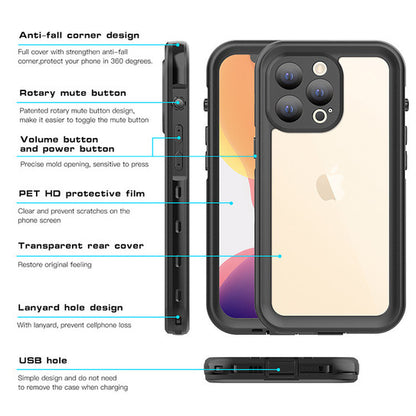 Krakatoo Classic WaterProof Case iPhone 13 Pro - Black/Clear