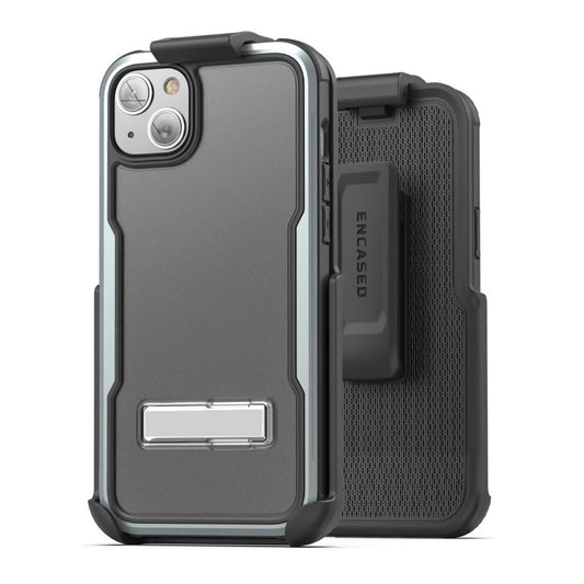 Encased Exos Armor Case iPhone 14 Plus with Belt Clip Holster - Gunmetal