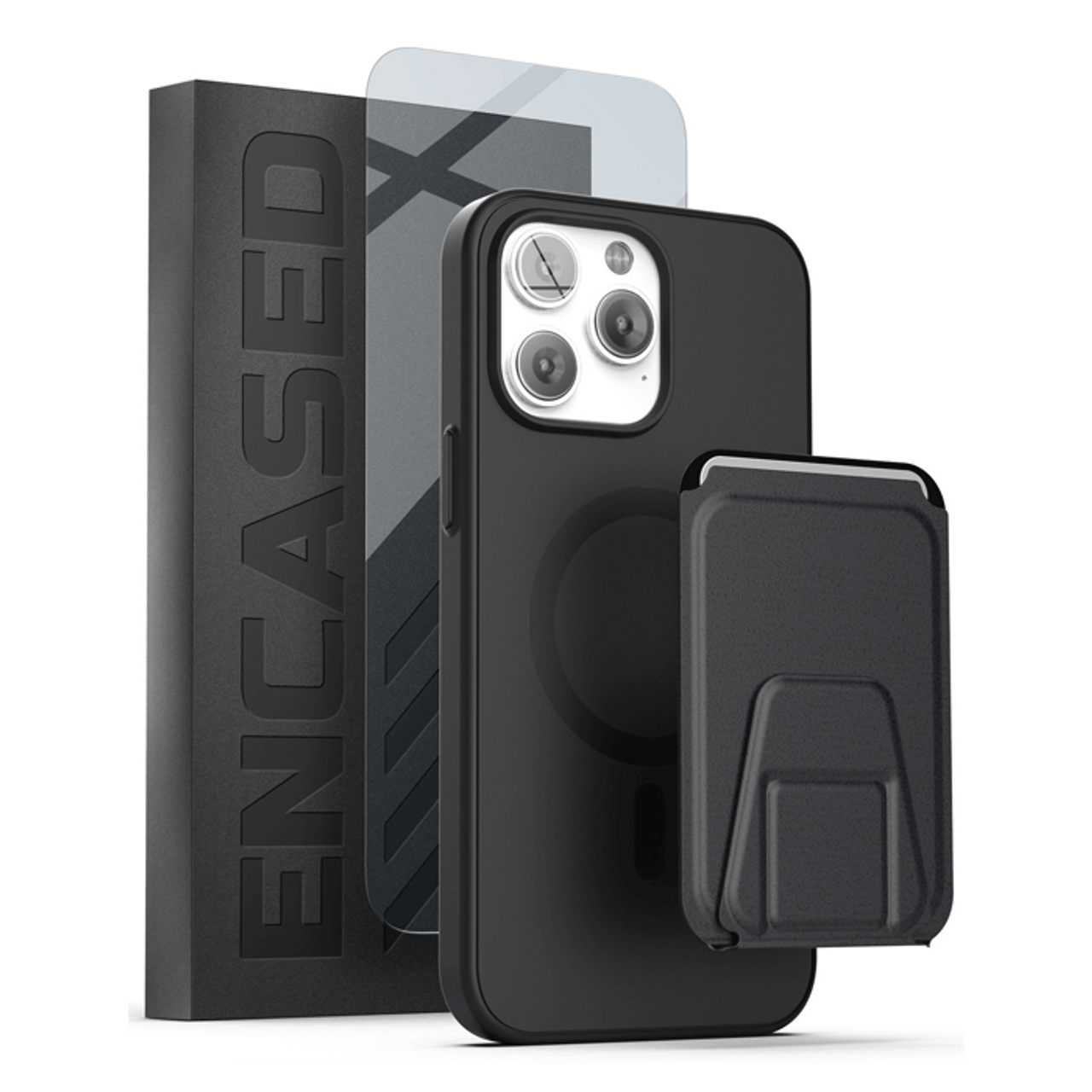 Encased Slimshield Magsafe Case iPhone 14 Pro with Leather Wallet - Black