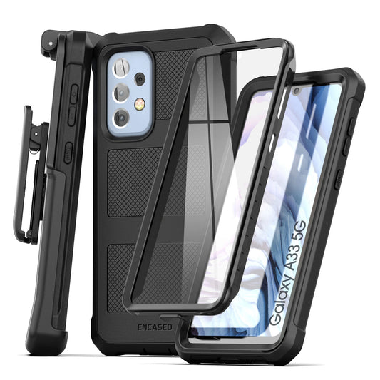 Encased Falcon Shield Case Samsung Galaxy A33 5G with Belt Clip Holster - Black